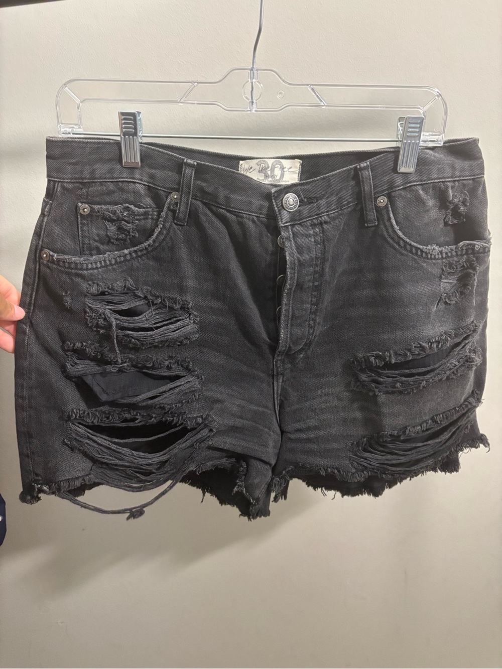 We The Free Distressed Black Denim Cutoff Shorts